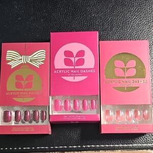 Red Aspen Acrylic Nail Dashes -Press-On Nails Burgundy lot of 3